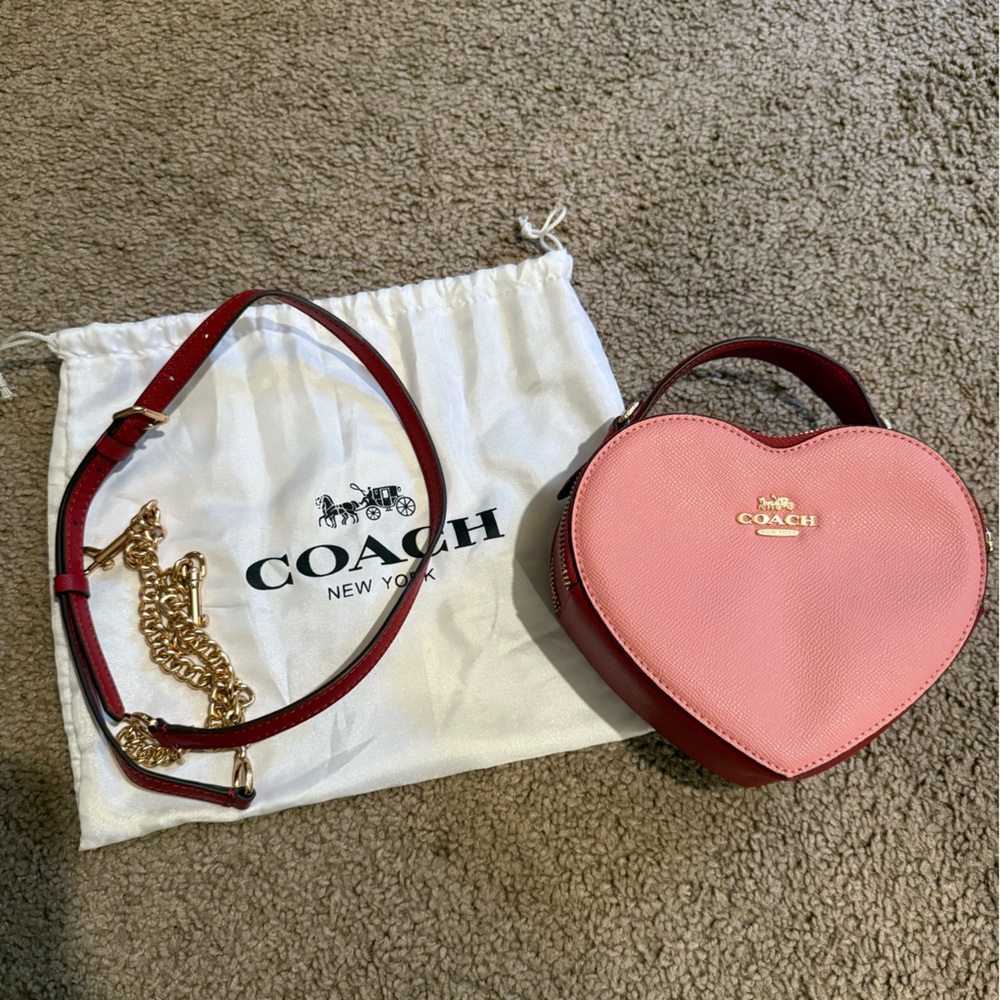 RARE Coach Pink and Red Heart Bag